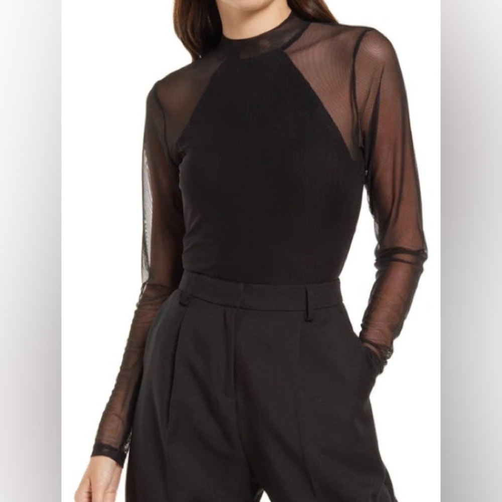 Open Edit Mesh Long Sleeve Body Suit 🖤 SIZE M